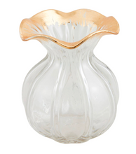 Load image into Gallery viewer, Ruffled Gold Glass Vase
